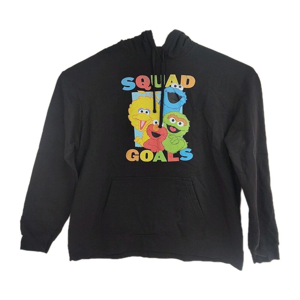 Port & Company Sesame Street Pullover Hoodie Men's Size 2XL Black "Squad Goals"